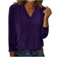 thumbnail image 2 of Antqov Sequin Tops for Women, Solid Color V Neck Long Sleeve Pullover Basic Blouse, Daily Trendy Comfortable Casual Soft Tees Work Dress Shirt, 2 of 6