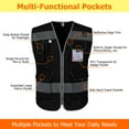 thumbnail image 4 of TCCFCCT High Visibility Safety Vest for Men Women 9 Pockets Hi Vis Reflective Vest for Safety, Work Vest with Reflective Strips, Meets ANSI/ISEA Standards, (Black, 5X-Large), 4 of 6