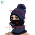 thumbnail image 4 of Deago Womens Pom Beanie Hat with Scarf and Mask Cover Set, Girls Warm Knitted Winter Beanie for with Fleece Lined (Red), 4 of 8