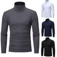 thumbnail image 4 of Men's Thermal Cotton Turtle Neck Skivvy Turtleneck Sweaters Tops Stretch T Shirt, 4 of 5