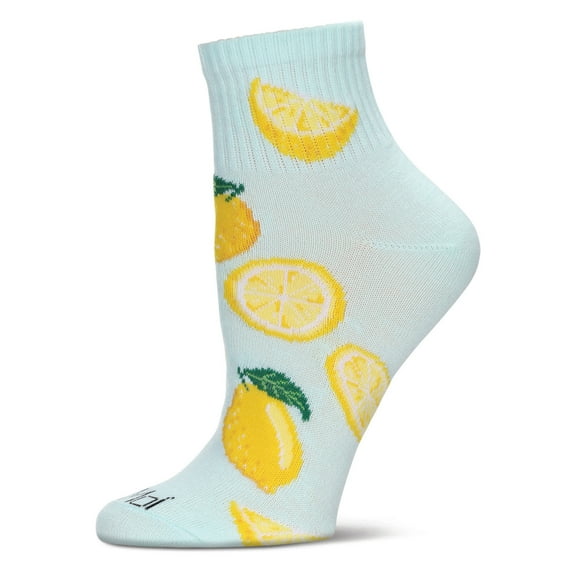 MeMoi Women's Multi-Lemons Athletic Quarter Socks - Womens - Female, 9-11, Mint