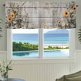thumbnail image 3 of Spring Floral Valances for Windows Yellow White Flowers Wood Grain Rod Pocket Curtain Valance Window Treatment Short Curtains for Kitchen Living Room, 54"x18", 3 of 9