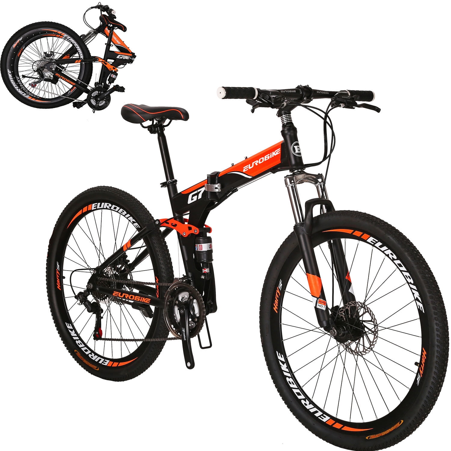 27.5”Full Suspension Folding Mountain Bike 21 Speed Foldable Bicycle  Men or Women Orange