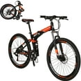 thumbnail image 1 of 27.5”Full Suspension Folding Mountain Bike 21 Speed Foldable Bicycle  Men or Women Orange, 1 of 8