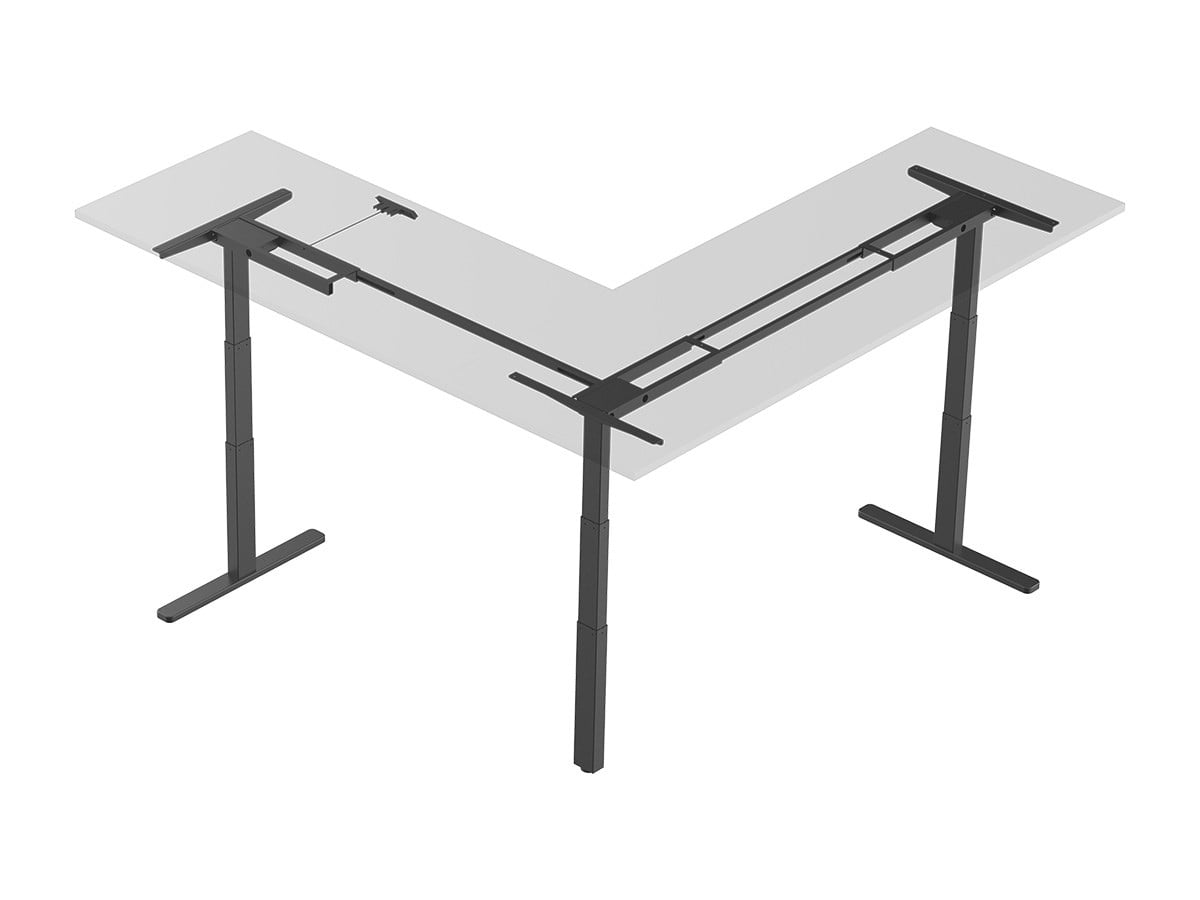Monoprice Triple Motor Height Adjustable Sit-Stand Corner Desk Frame - Black, 3 Leg Corner, L Shaped Table Base, Programmable Memory Settings