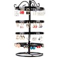 thumbnail image 1 of Soporte giratorio para aretes de hierro forjado de cuatro niveles, soporte de exhibición para aretes y pulseras, negro, 1 of 5