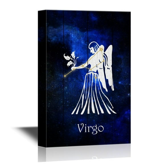 wall26 - 12 Zodiac Signs Constellation Canvas Wall Art - Virgo - Gallery Wrap Modern Home Art | Ready to Hang - 12x18 inches