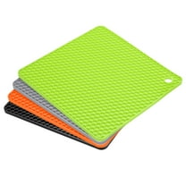 Uxcell 4pcs Silicone Trivet Mat for Hot Pots and Dishes, Kitchen Hot Pads-Black/Light Grey/Green/Orange