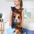 thumbnail image 4 of Balery Oil Painting Colorful Hamster Camisón de princesa para niñas, pijama de algodón con mangas abullonadas, suave y bonito.-Large, 4 of 6