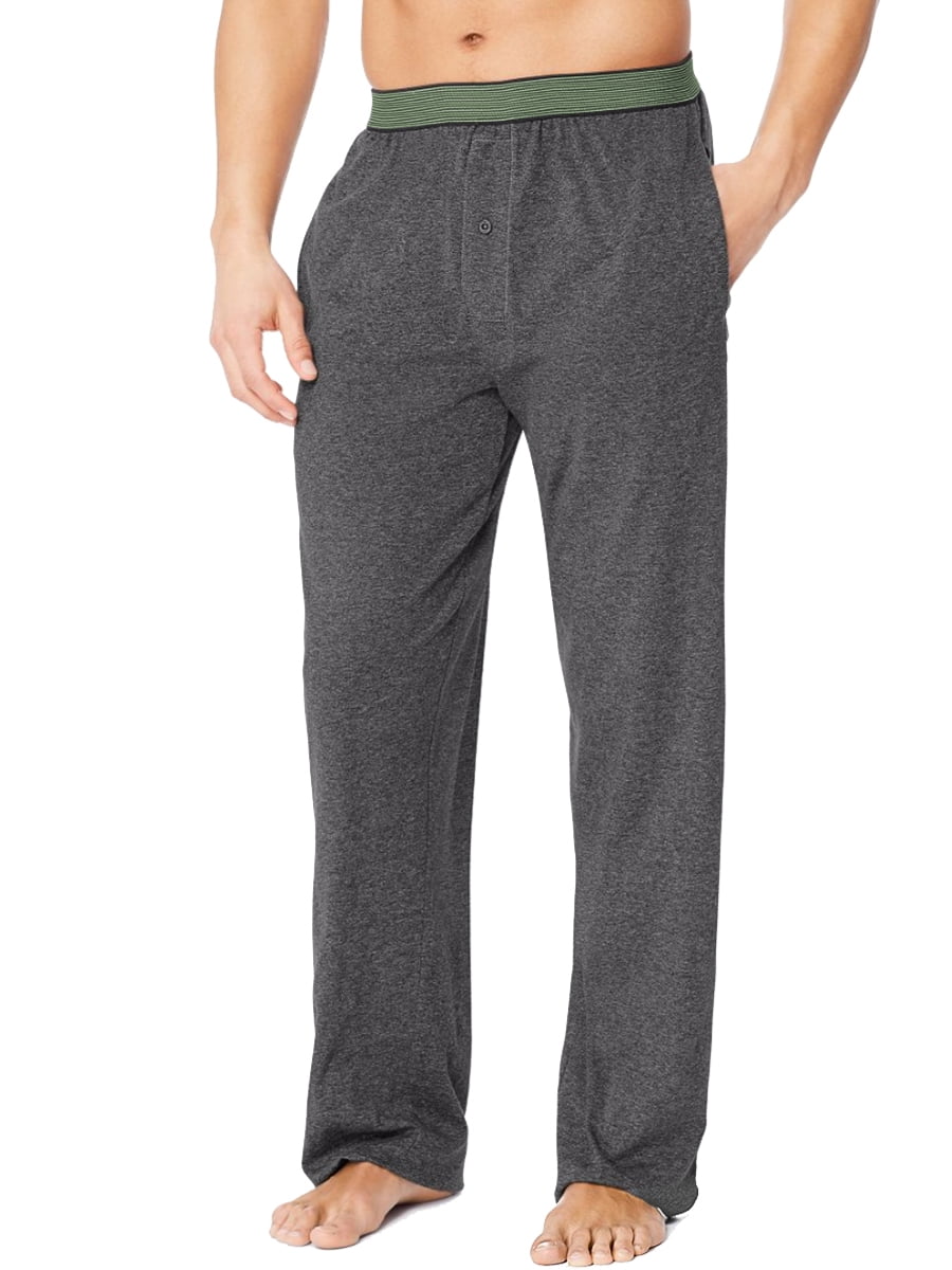 Hanes Mens X-Temp Tagless Soft Knit Cotton Lounge Sleep Pants Button Fly Pockets
