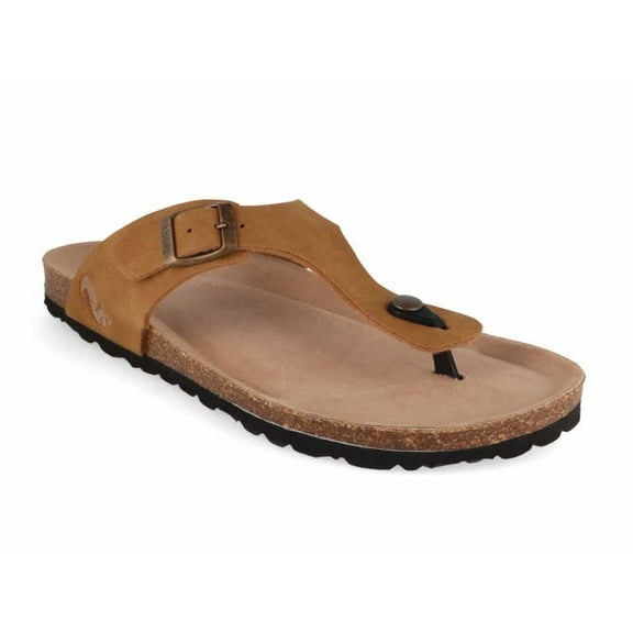 Thies Men Toe Separator Sandals 'Bodiee Soft', cognac