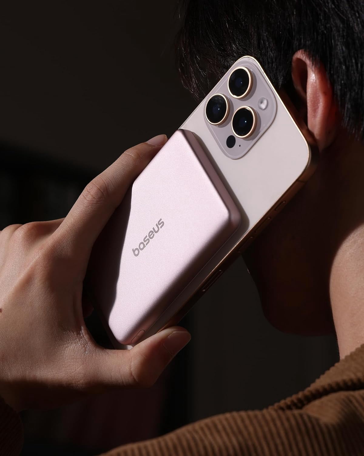 Baseus Picogo 5000mAh Portable MagSafe Power Bank with USB-C Cable, Wireless Charger, Pink