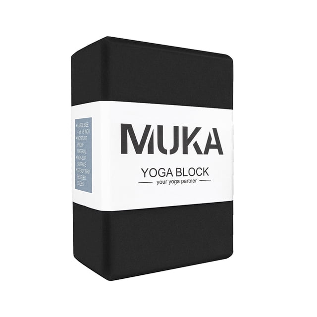 Muka Yoga Block Black Stretching & Exercise EVA Foam Blocks Soft Non-Slip Surface for Pilates Meditation 9x6x4 Inch
