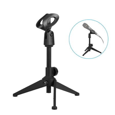 TSV Frameworks Mini Tripod Desktop Microphone Stand with Clip for Wireless Mics and Collapsible