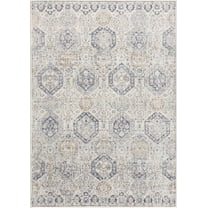 BoutiqueRugs Burnettsville Oriental Boho Vintage Area Rug - Farmhouse Traditional Patterned Carpet for Living Room, Bedroom - Blue, Beige, Cream, Navy. - 5'1" x 7'3"