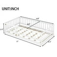 thumbnail image 2 of [Luckynote]Twin Size Floor Bed with Slats, Montessori Floor Bed with Fence & Door, Wooden Montessori Floor Bed, Twin White, 2 of 9