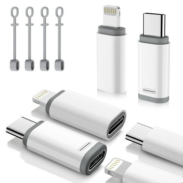 TiMOVO 4-Pack USB-C to Lightn-ing & Lightn-ing to USB-C Adapters, Compatible with iPhone 14/15/16, iPad, Not for Audio/OTG, White