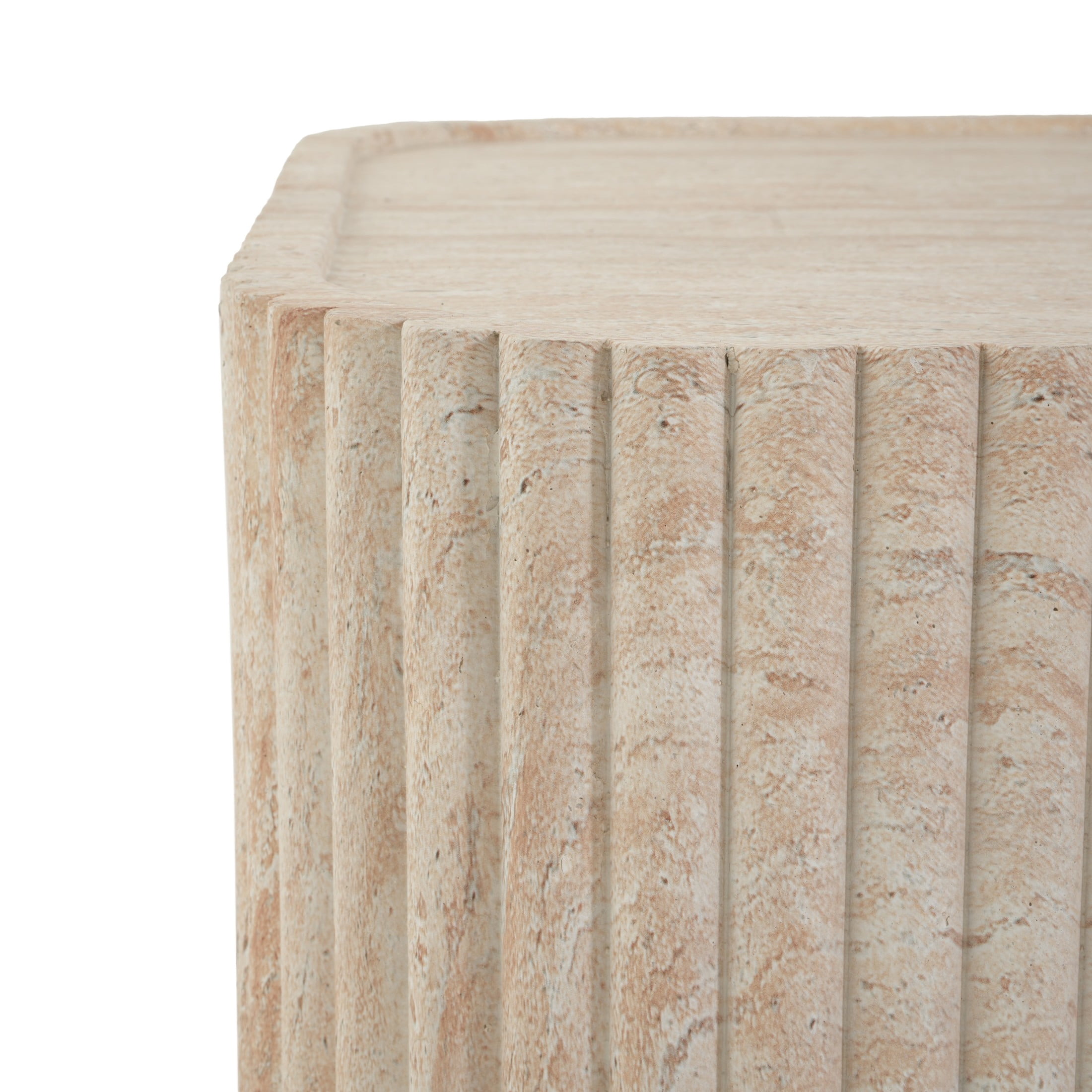 Christopher Knight Home 32" Modern Outdoor Patio MGO Faux Marble Square Coffee Table, Travertine
