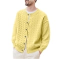 thumbnail image 2 of Yusimy Men's Chunky Knit Sweater Button-Front Cardigan Round Neck Stretch Knit Long Sleeve Solid Color Casual Comfort Fit, 2 of 4