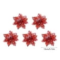thumbnail image 3 of 5-Piece Set Woven Fabric Christmas Flowers for Wreath Ornaments and Tree Decor(Red), 3 of 6