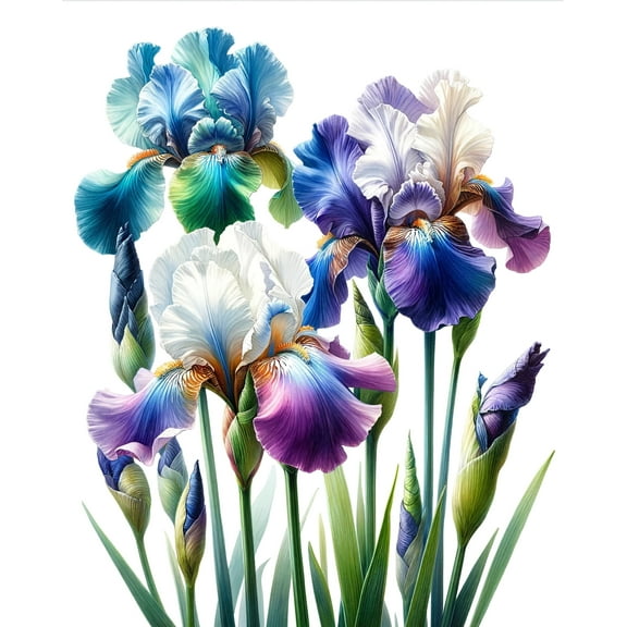 19x24in Three multicolored irises, capturing the beauty of nature 【Photo Paper】