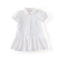 thumbnail image 5 of Spazoro Girls Cute Dresses, Button Front Solid Color Collared Short Sleeve Casual A-Line Dress for School White Size 1-2 T, 5 of 9