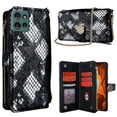 thumbnail image 1 of For Motorola Edge 50 Neo 5G Phone Bag Snake Skin Texture PU Leather Phone Wallet Cover with Shoulder, 1 of 5