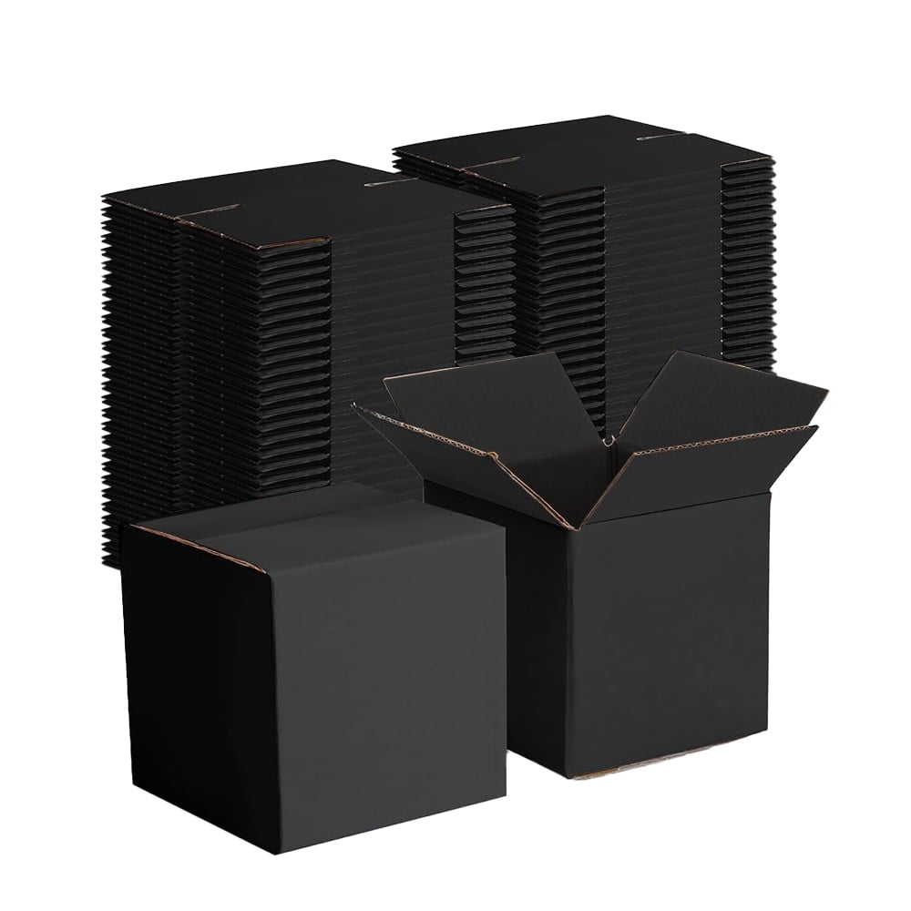 Ucanpack 1/8 Inch Thick Corrugated Packaging Box, 6x4x4" Black Small Business Carton, Made In USA- 25 Pcs Packing Carton For Moving Medium, Cardboard Shipping Box