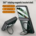 thumbnail image 3 of ELEHOLD For Motorola Razr 2025/2024 with Front Screen Protector,360° Rotating Ring Kickstand Magnetic Mag-Safe Compatible Clear Cover with Hinge Protector Anti-Yellow PC Back,Green, 3 of 8