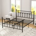 thumbnail image 2 of Victorian Queen Size Metal Platform Bed Frame with Headboard & Footboard, No Box Spring Needed, Black, 2 of 15