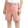 thumbnail image 3 of lcziwo Bermuda Shorts for Kids Solid Casual Button High Waist Knee Length Short Pants Girls Boys Dress Shorts with Pockets, Pink, 13-14Years, 3 of 8