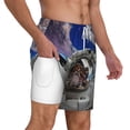 thumbnail image 2 of Kdxio Astronaut In Outer Space Print Men'S Swim Trunks With Compression Liner 7 Inch Inseam Quick Dry Swim Shorts, 2 of 7