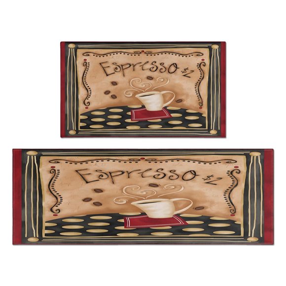 Tapis de Cuisine Style Ferme à Carreaux pour Sol Antidérapant, Ensemble de 2 Tapis Absorbants pour Évier Tapis de Couloir Imperméable pour Buanderie, Tapis de Cuisine 17.7x24+17.7x48 Pouces