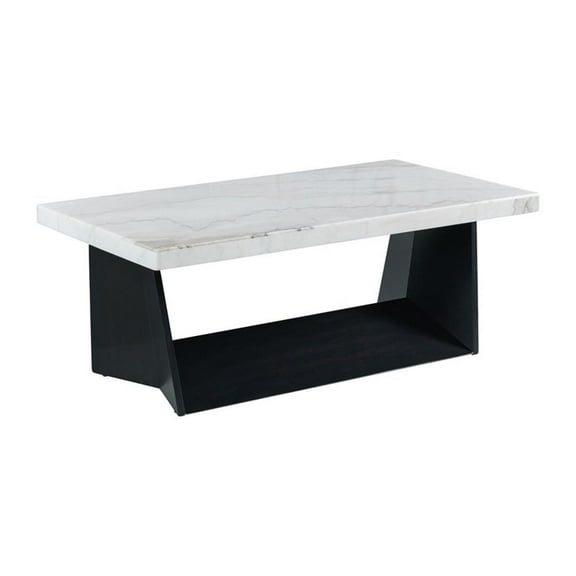 Maklaine Modern / Contemporary Coffee Table with White Marble Top