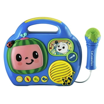 EKids Cocomelon Toy Singalong Boombox with Microphone for Toddlers, Built-in Music and Flashing Lights, for Fans of Cocomelon