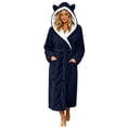 thumbnail image 2 of Neewe Womens Winter Comfy Hooded Long Sleeve Fleece Robe, Soft Bathrobe for Womens, Plain Long House Coat, 2 of 7