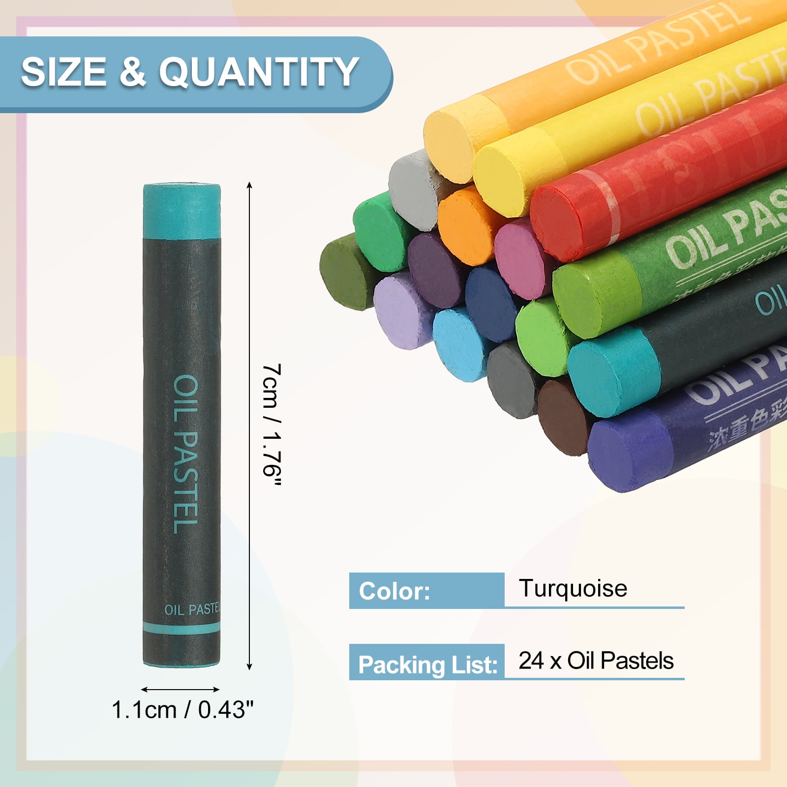 Uxcell Turquoise Oil Pastels, 24Pcs Soft Oil Crayons Creamy Pastels Stick Art Supplies for Art Painting Drawing Blending Graffiti for Drawing Beginners Artists
