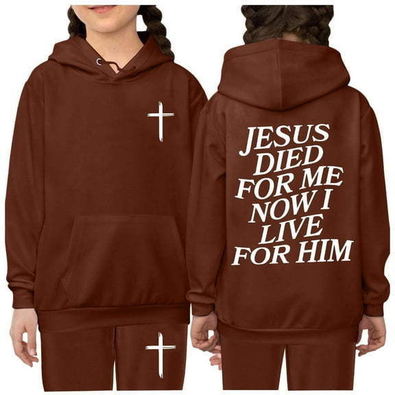 KidS Jesus Loves You Hoodie Long Sleeve Casual Graphic Hoodies Girls Oversize Pullover and Jogger Pants 2 Pcs Fall Winter Clothes 6-7 Years Girls Outfits Cute Boys Girls Clothing