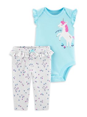 Child of Mine by Carter's Baby Girl Flutter Sleeve Bodysuit & Pant Outfit, 2pc Set
