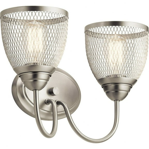 55042NI Kichler Lighting Voclain - 2 Light Bath Vanity Approved for Damp Locations - with Vintage Industrial inspirations - 10.5 inches tall by 16