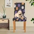 thumbnail image 4 of Yayeee 4 Pack Dining Chair Covers Stretch Parson Chairs Slipcovers Seat Protector, Orange Halloween Ghosts, 4 of 6
