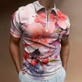 thumbnail image 2 of Cherry Blossom Pink (5) Men Zipper T-shirt Summer Casual Short Sleeve T-shirt Top, 2 of 7
