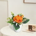 thumbnail image 4 of CofeeMO Artificial Flowers Vase Small Fake Flower Arrangement for Tables centerpieces Kitchen Dining Room Decorations Faux Flower in Vase Coffee Table Silk Roses, 4 of 6