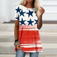 thumbnail image 1 of Fiudx Ofertas Flash Del Día Solo En Línea Moda Mujer Causal Día de La Independencia Cuello Redondo Impresión Blusa Manga Corta Camiseta Verano Tops, 1 of 5