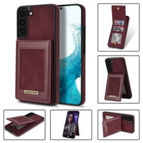 ELEHOLD Flip Back Leather Wallet Case for Samsung Galaxy S23 with RFID Blocking Card Slots Holders Magnetic Buckle Kickstand Function Elegant Business Style Men Women Case,Winered