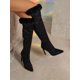 thumbnail image 1 of Women's Classic Velvet Decorated Side Zipper Faux Suede Stiletto Heel Boots, 1 of 4