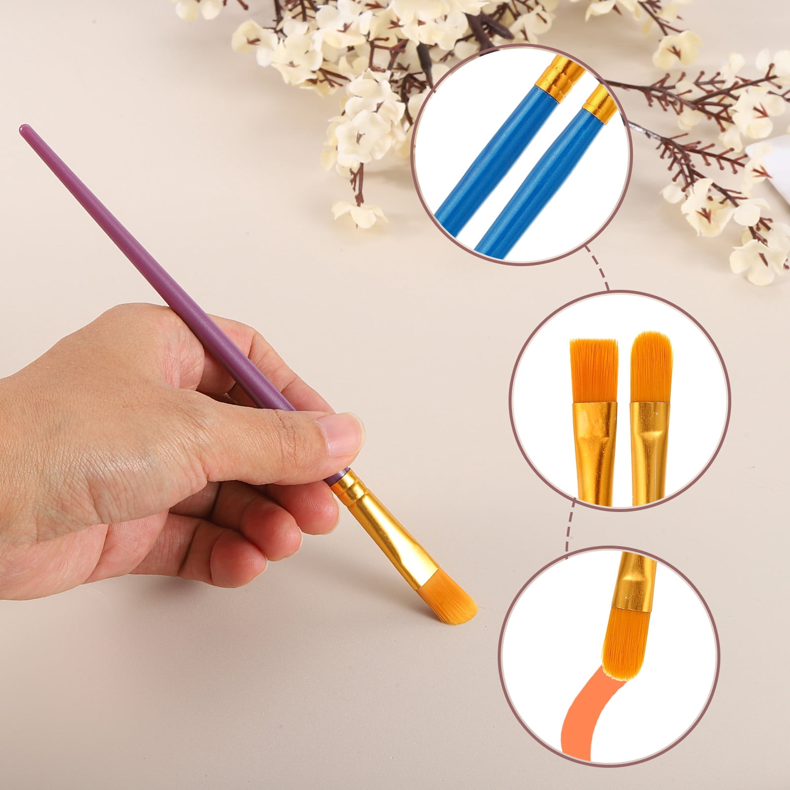 Paint Brushes Set, 100Pcs Acrylic Paint Brush Nylon Hair for Watercolor Oil Painting Miniature Detailing Rock Painting, Dark Blue
