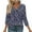 Navy, variant on WTOBBY Women's Vintage Floral Print V-Neck Tunic 3/4 Sleeve Loose Fit Blouse Casual Comfort Top with Breathable Cotton Material,Blue L