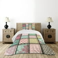 thumbnail image 4 of Ambesonne Shabby Flora Quilted Bedspread Set 2 Pcs, Square Pieces Tile, Twin Size, Multicolor, 4 of 5