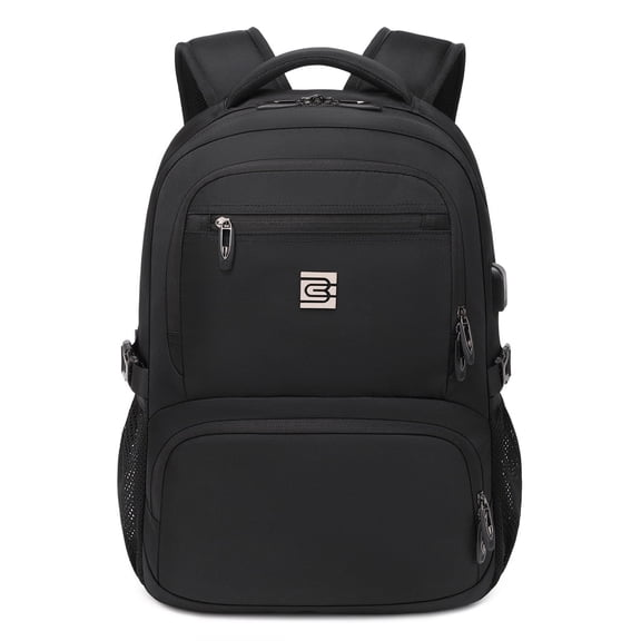 Laptop Backpack 25L ,Lightweight Carry-on Backpack– 15.6 Inch Computer Bag with USB Port, Business Travel Backpack for Men Women, Water Resistant Oxford Fabric, Lightweight 0.9kg, Black